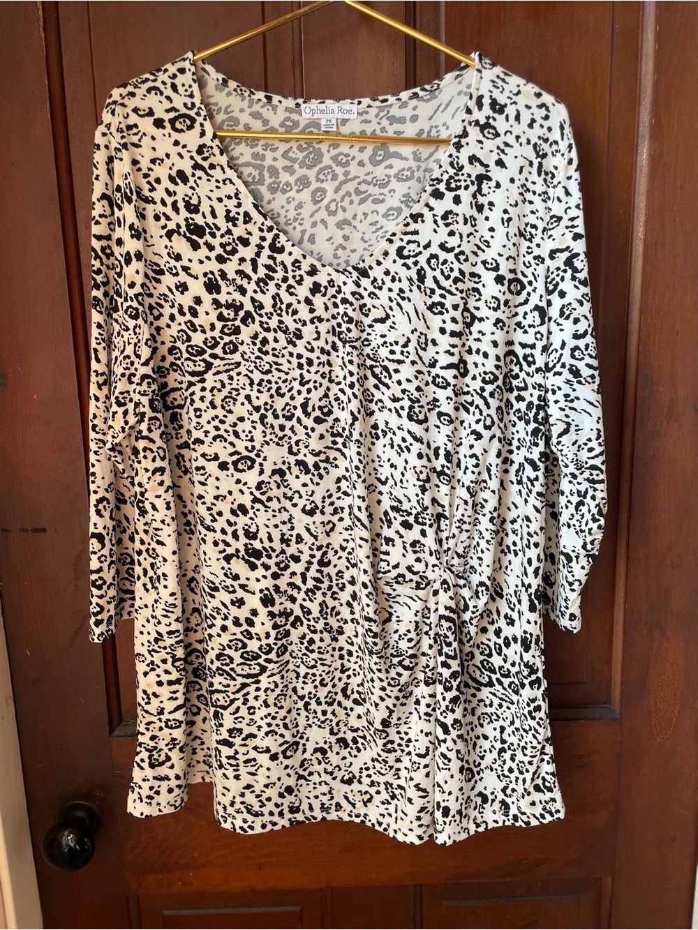 Ophelia Roe women's 2X white print top